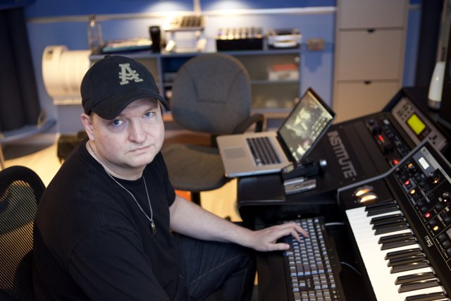 DJ Dan creates beats at the keyboard