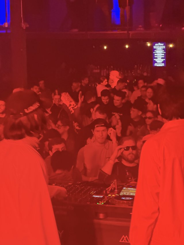 Skrillex and Four Tet Concert Crowd in Red Light