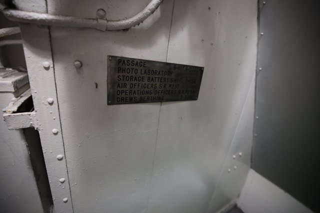 Military Ship Interior Directional Signage on USS Hornet