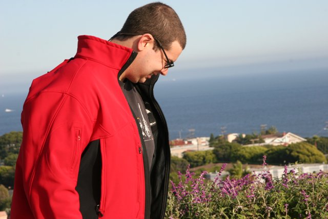 Red Jacket by the Ocean