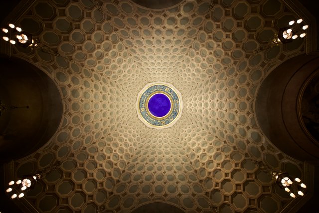 Illuminated Patterns on the Mosque Ceiling