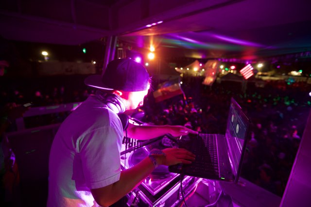 Digital DJ in a White Hat and Shirt