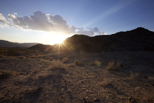 Flaring Sunset Over Desert Plateau