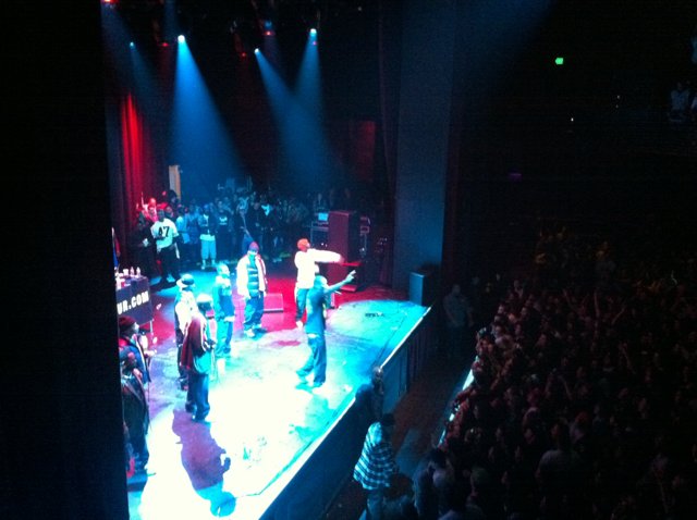 Spotlight on Rock Concert Crowd at L.A. LIVE