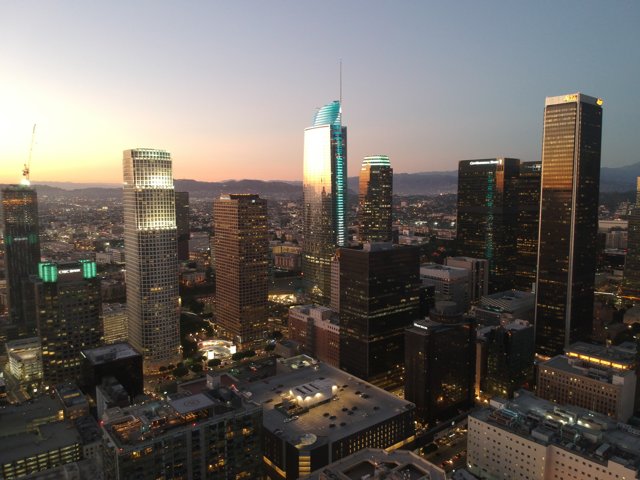 Sunset Over the Vibrant Cityscape of Los Angeles