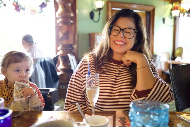 Mother and Daughter at Madonna Inn Restaurant