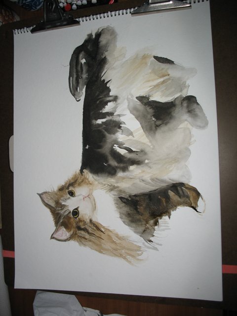 Feline Artistry: A Cat's Portrait on Canvas