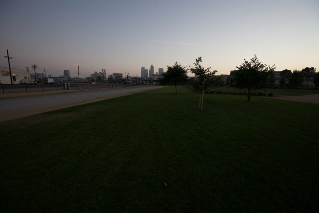 Cityscape over Grassy Field