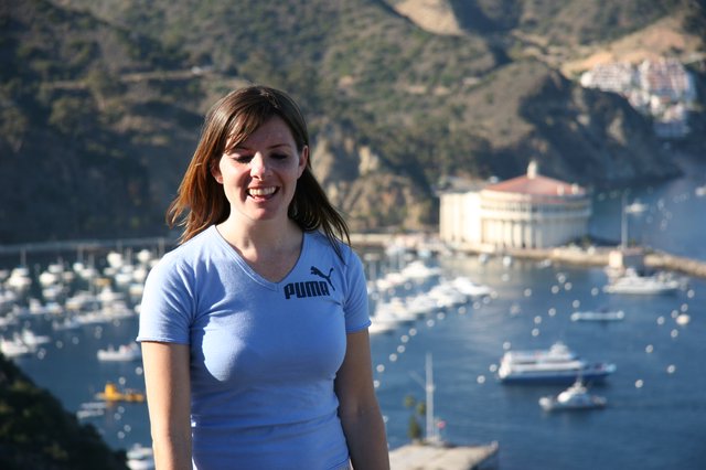Smiling Woman Overlooking Catalina Island Harbor