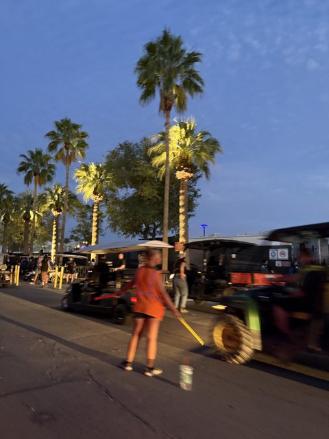 Evening Stroll Under the Palms