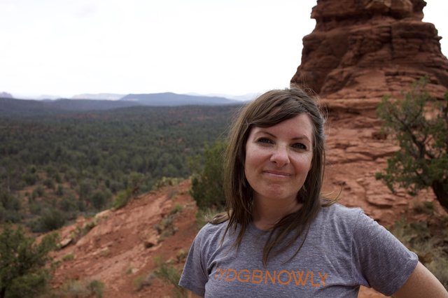 Woman Smiling at Red Rock Sedona Overlook