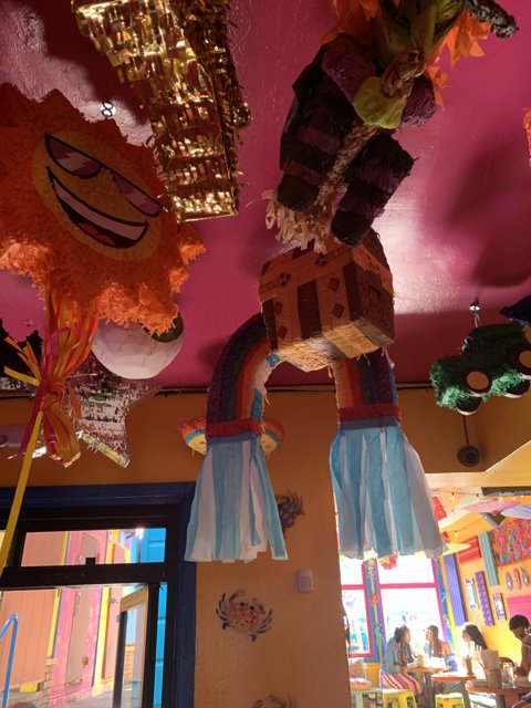 Festive Pinatas Adorn the Ceiling of San Francisco Restaurant
