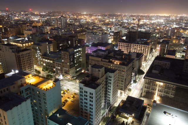 Hustle and Bustle: A Nighttime View of a Vibrant City
