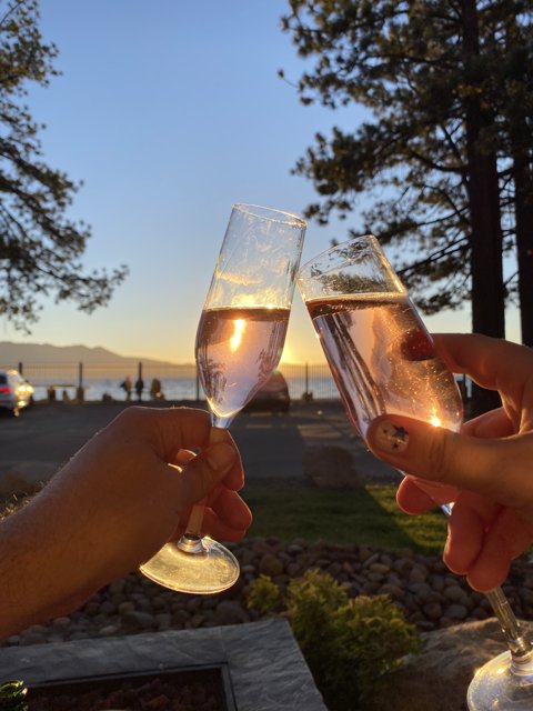 Champagne Toast in Lake Tahoe