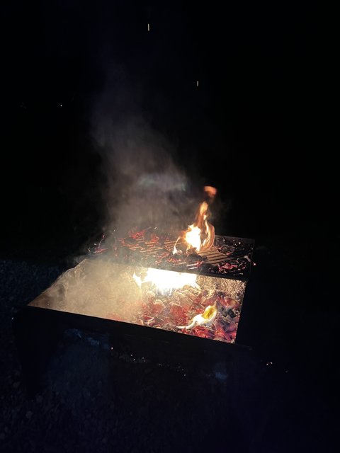 Flames Roar on a Nighttime BBQ