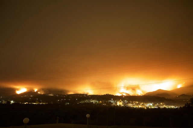 Aerial View of the Station Fire Burning in the Hills