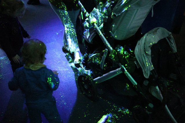 Dancing Under UV Light at Night Event