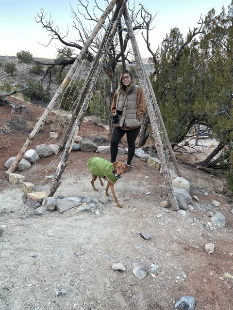 Man and his Dog at a Teepee in Sandia Park