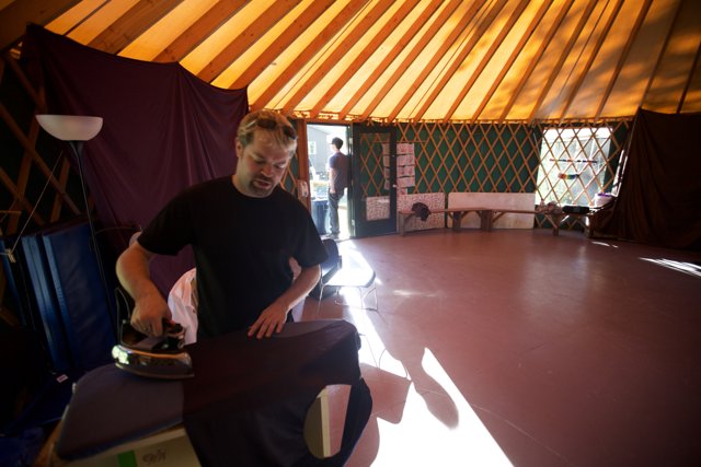 Ironing in the Yurt