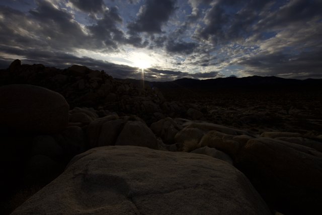Radiant Sunrise on Rocky Plateau