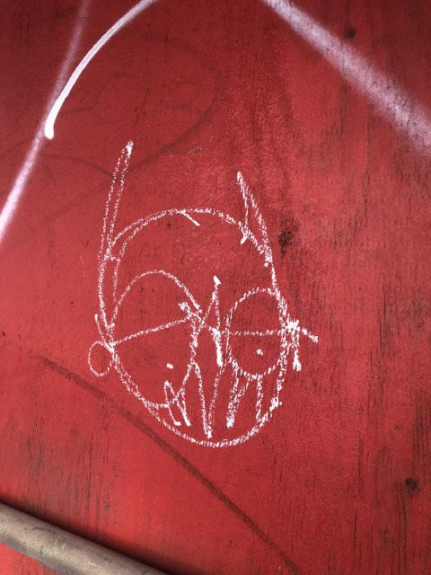 Red Wall Skull Drawing