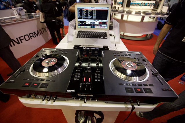 DJ Mixer with Laptop Setup