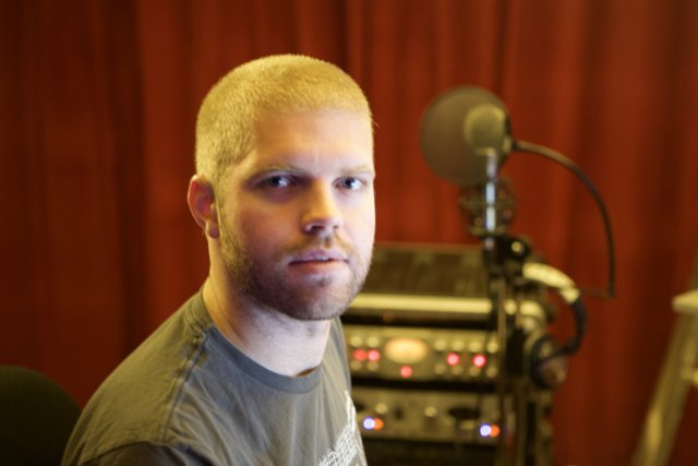 Morgan Page recording in the studio