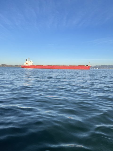 Red Cargo Ship on San Francisco Bay