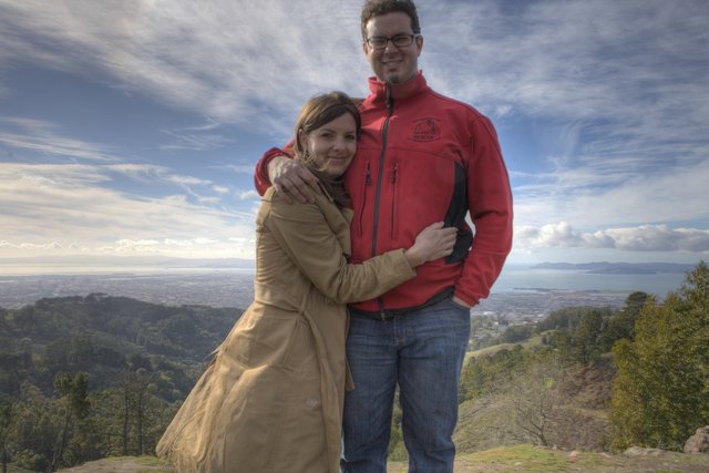 Couple Embracing Atop Berkeley Hills Overlook