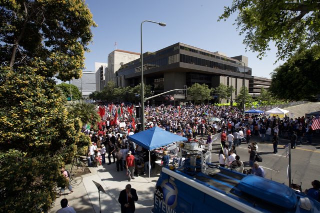Mayday Rally Draws Massive Crowd in Front of Building