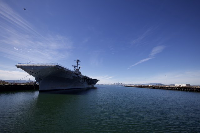 USS Hornet Aircraft Carrier Docked at Naval Port