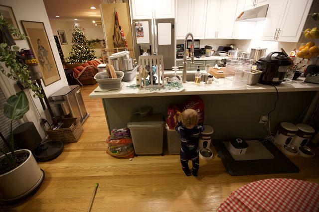 Toddler Exploring Kitchen on Christmas Morning 2025