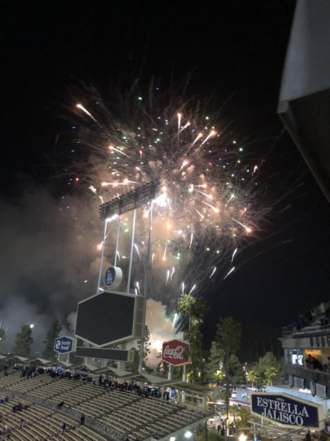 Fireworks Illuminating the Baseball Stadium