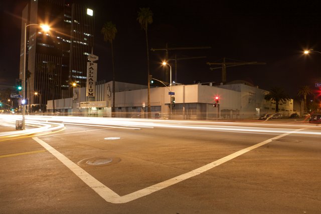 Urban Night Scene at an Intersection