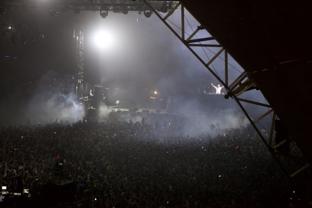 Smoke-filled concert stage at Coachella