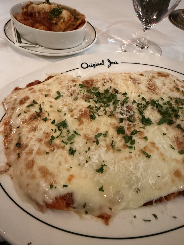 Classic Italian Comfort: Cheese-Topped Lasagna at Original Joe's