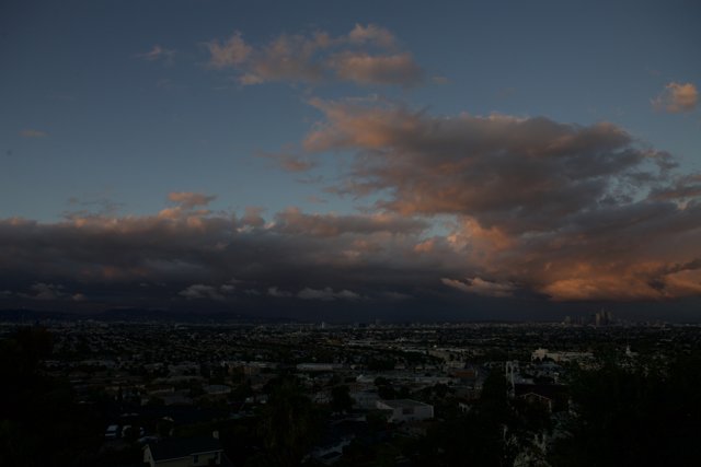 Cityscape at Sunset from Hillside