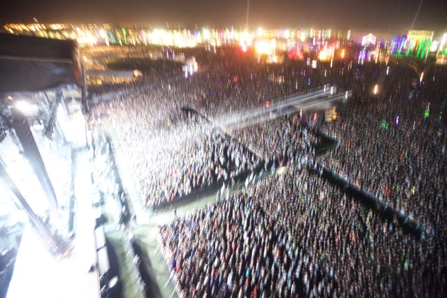 Coachella Crowd Gathers Under Night Sky