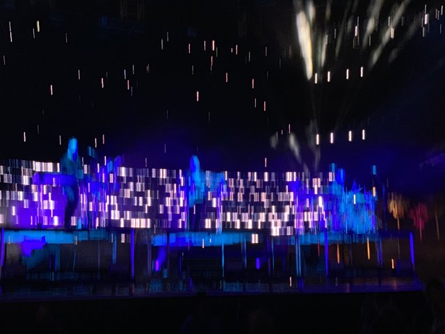 Blue Spotlights on Stage