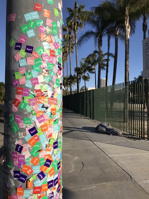 Colorful Stickers on LA Museum Pole