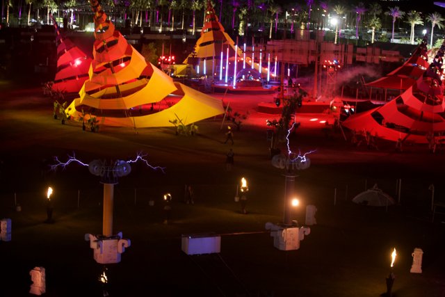 Colorful Lights Illuminate Coachella Tent