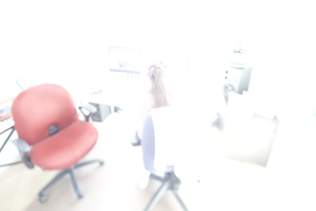Blurry figure in a swivel chair