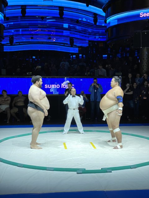Sumo Wrestlers Entertain Crowd at Caesars Palace