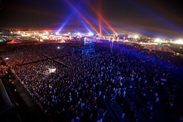 Lights Shining on the Crowded Stage at Coachella