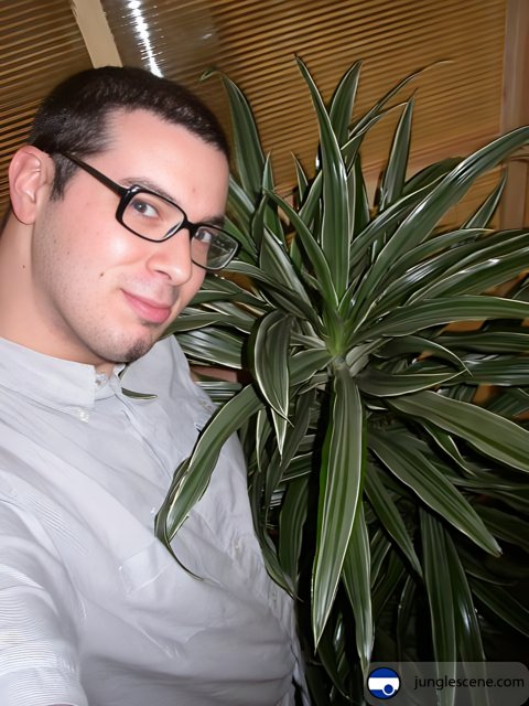 Portrait of Man with Potted Plant