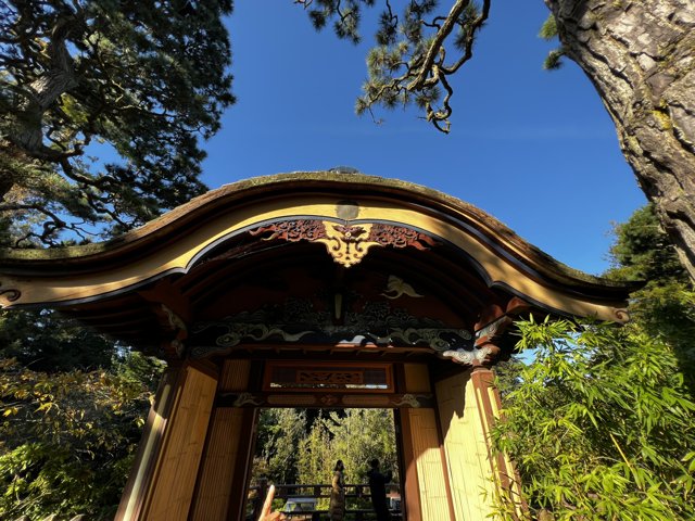 Serene Wooden Shelter in Japanese Tea Garden