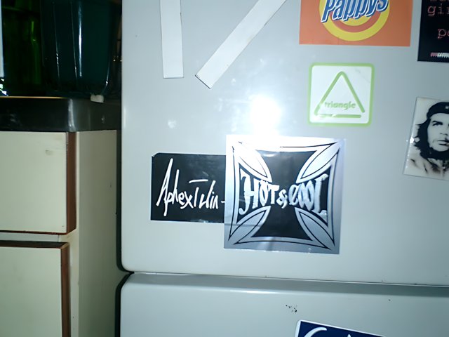 Sticker-Covered Fridge in Ebisu