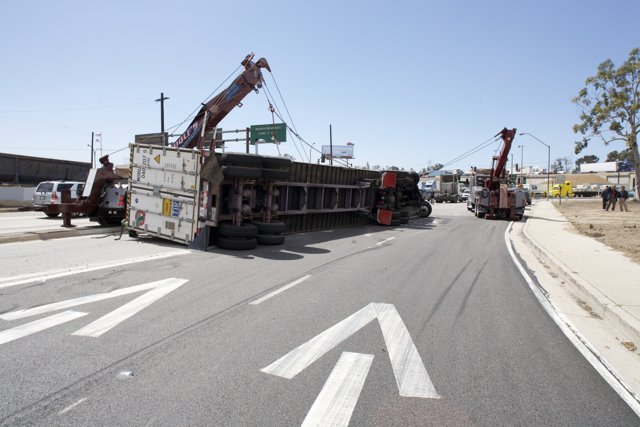 Overturned Truck Blocks Roadway
