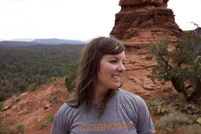 Smiling Woman at Sedona Red Rock Vista