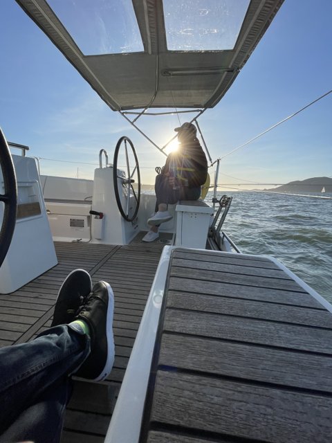 Relaxing on the Deck of a Sailboat
